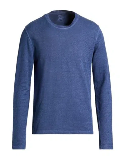 120% Lino Man Sweater Navy Size Xxl Linen, Cotton, Elastane In Blue