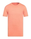 120% Lino Man T-shirt Orange Size 3xl Linen