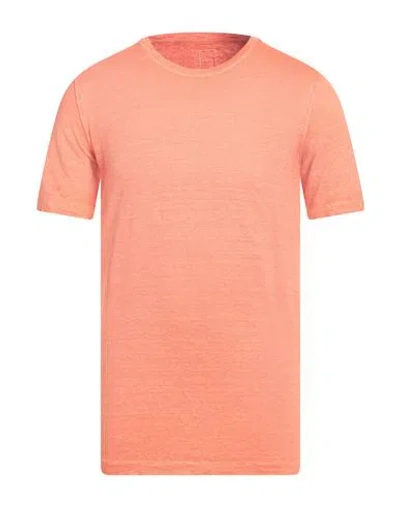 120% Lino Man T-shirt Orange Size 3xl Linen