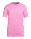 120% Lino Man T-shirt Fuchsia Size Xxl Linen