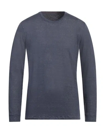 120% Lino Man T-shirt Slate Blue Size 3xl Linen
