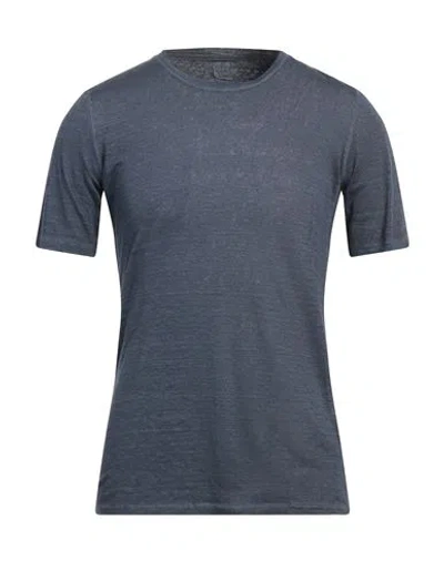 120% Lino Man T-shirt Slate Blue Size 3xl Linen In Blue