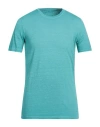 120% Lino Man T-shirt Turquoise Size 3xl Linen In Blue