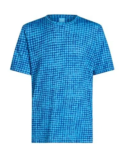 120% Lino Man T-shirt Azure Size L Linen In Blue