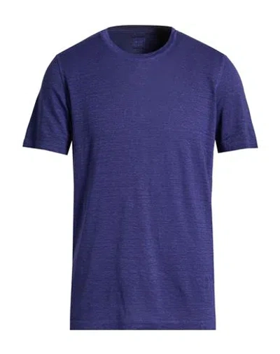 120% Lino Man T-shirt Blue Size 3xl Linen