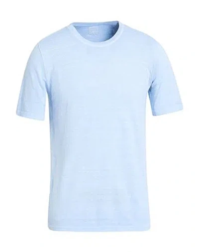 120% Lino Man T-shirt Light Blue Size L Linen