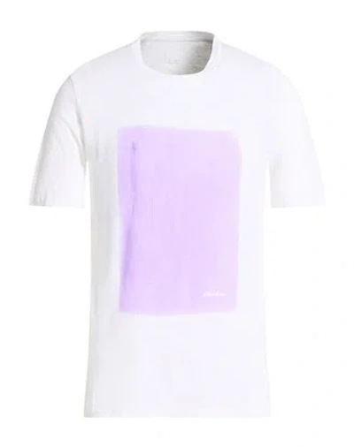 120% Lino Man T-shirt Lilac Size Xxl Linen In White