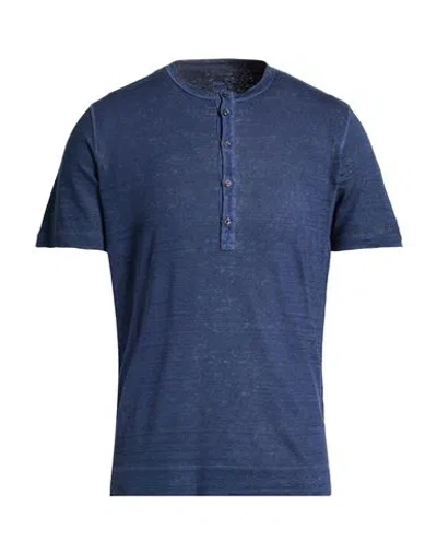120% Lino Man T-shirt Navy Size Xl Linen In Blue