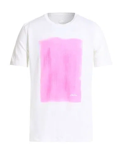 120% Lino Man T-shirt Pink Size Xxl Linen In White