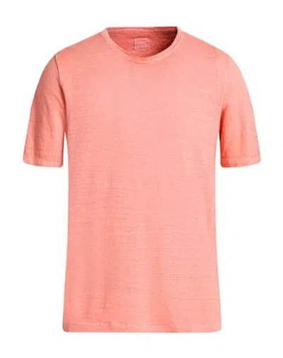 120% Lino Man T-shirt Salmon Pink Size 3xl Linen