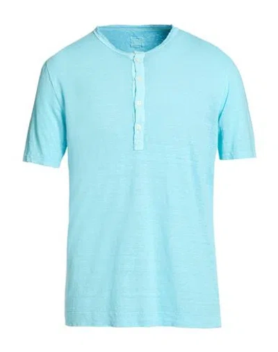 120% Lino Man T-shirt Sky Blue Size Xl Linen