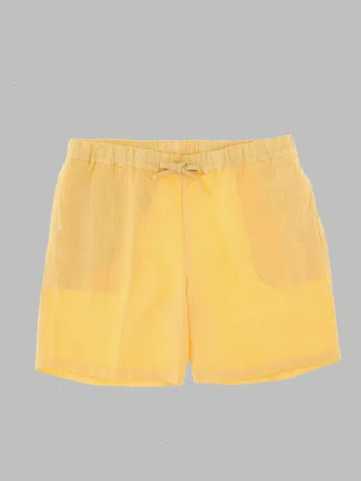 120% Lino Men's 100% Linen Shorts In Yellow