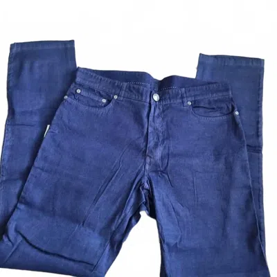 120% Lino Men's 5 Pocket Slim-fit Zip Pant In Ink Fade In Blue