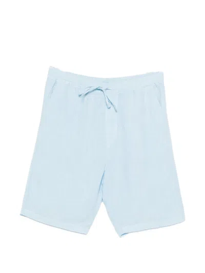 120% Lino Linen Bermuda Shorts In Blue