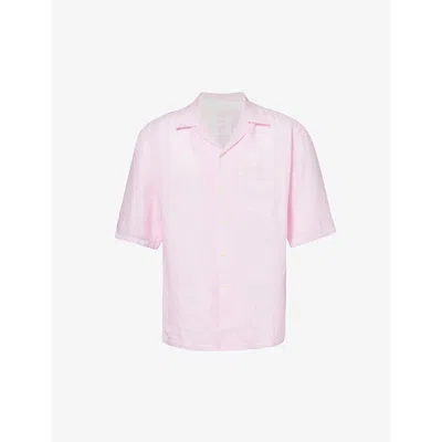 120% Lino Short-sleeve Patch-pocket Regular-fit Linen In Rose Quartz Soft Fade