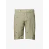 120% Lino Mens Cactus Embroidered Mid-rise Linen Shorts