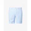 120% Lino Mens Aquatic Solid Regular-fit Two-slip-pockets Linen Shorts