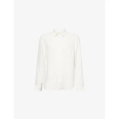 120% Lino Mens Long-sleeve Regular-fit Linen Shirt Milk In White