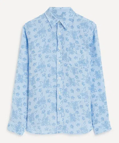 120% Lino 120' Lino Mens Painted Flower Regular Fit Linen Shirt