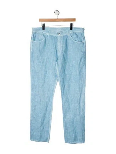 Pre-owned 120% Lino Mid-rise Straight Leg Jeans W/ Tags In Blue