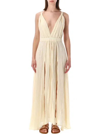120% Lino Mini Linen Blend Dress For Women In Neutral