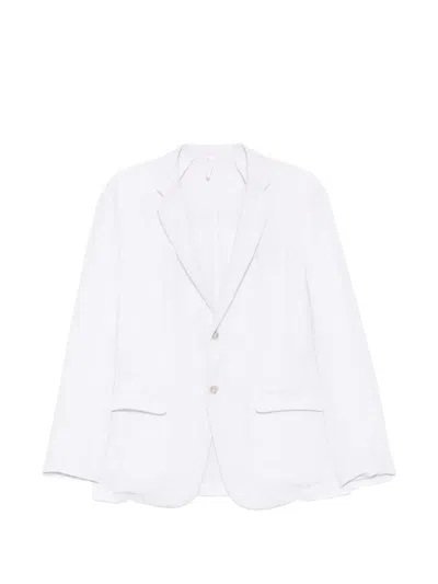 120% Lino Notch-lapel Single-breasted Blazer In White
