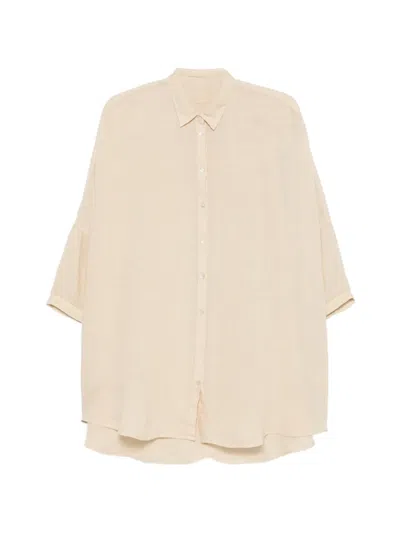 120% Lino Oversized Button-down Top In Neutral