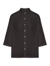 120% Lino Linen Shirt With Asymmetric Hem In Black