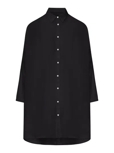 120% Lino Oversized Linen Shirt In Black