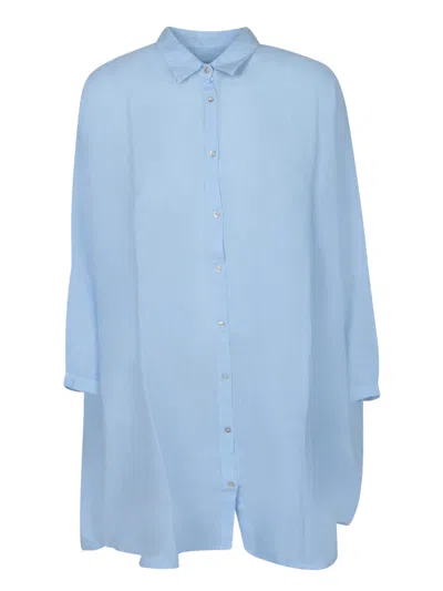120% Lino Oversized Linen Shirt In Blue
