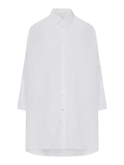 120% Lino Oversized Linen Shirt In White