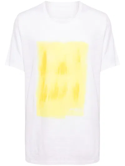 120% Lino Paint-print Linen T-shirt In Neutrals