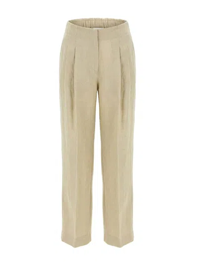 120% Lino Pantalón Casual - Beis