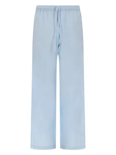 120% Lino Pantalone Ampio In Lino In Blue
