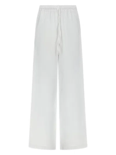 120% Lino Pantalone Ampio In Lino In White