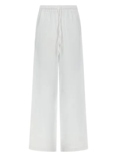 120% Lino Pantalone Ampio In Lino In White