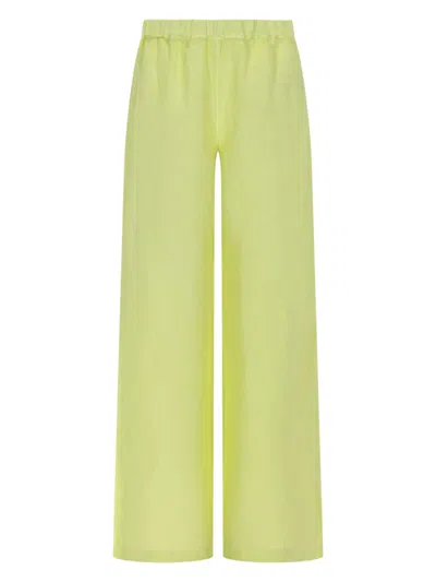 120% Lino Pantalone In Lino In Green