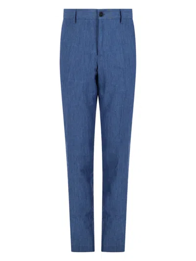 120% Lino Pantalone In Lino In Blue
