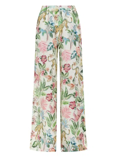 120% Lino Pantalone In Lino In Multi