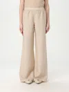 120% Lino Relaxed Wide-leg Linen Pants With Drawstring Waist In Beige
