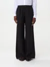 120% Lino Wide Leg Linen Trousers In Schwarz