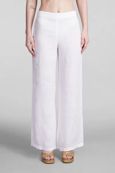 120% Lino Pants In White Linen