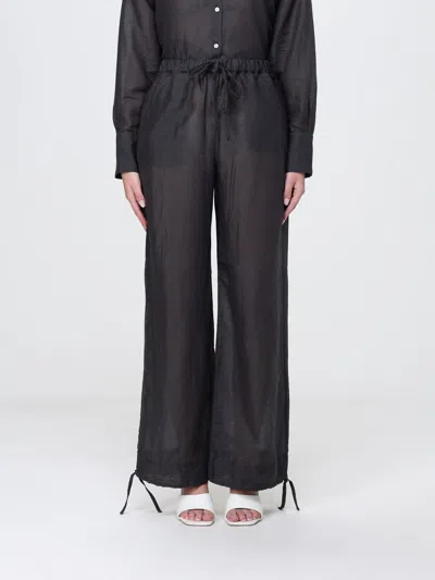 120% Lino Pants Woman In Black