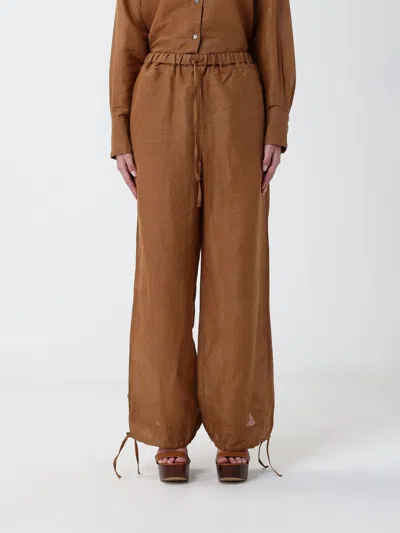 120% Lino Pants Woman In Brown