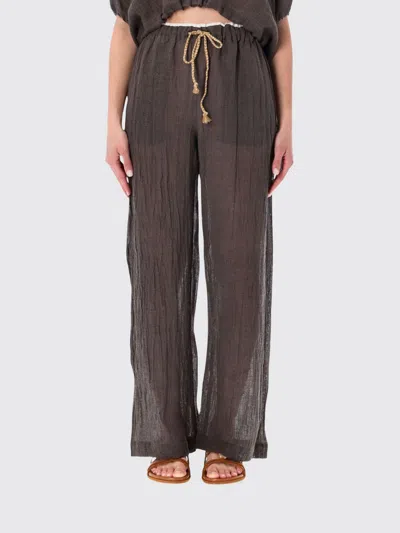 120% Lino Pants Woman In Gray