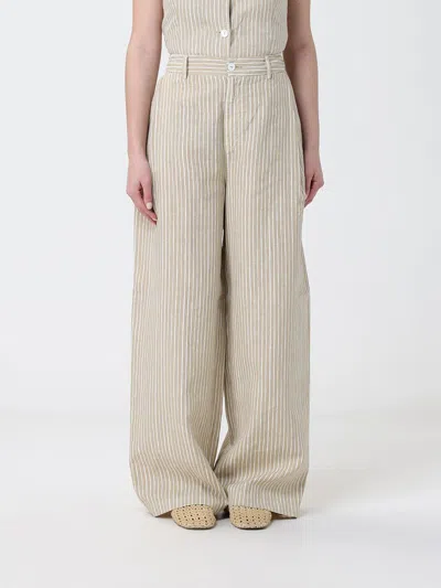 120% Lino Pants Woman In Brown