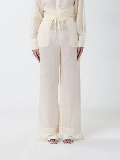 120% Lino Pants Woman In White