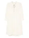 120% Lino Patterned-jacquard Dress In Yellow
