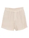 120% Lino Pleated Linen Shorts In Pink