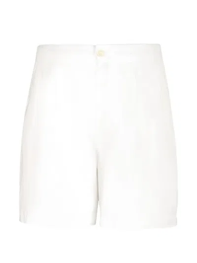 120% Lino Pleated Linen Shorts In White